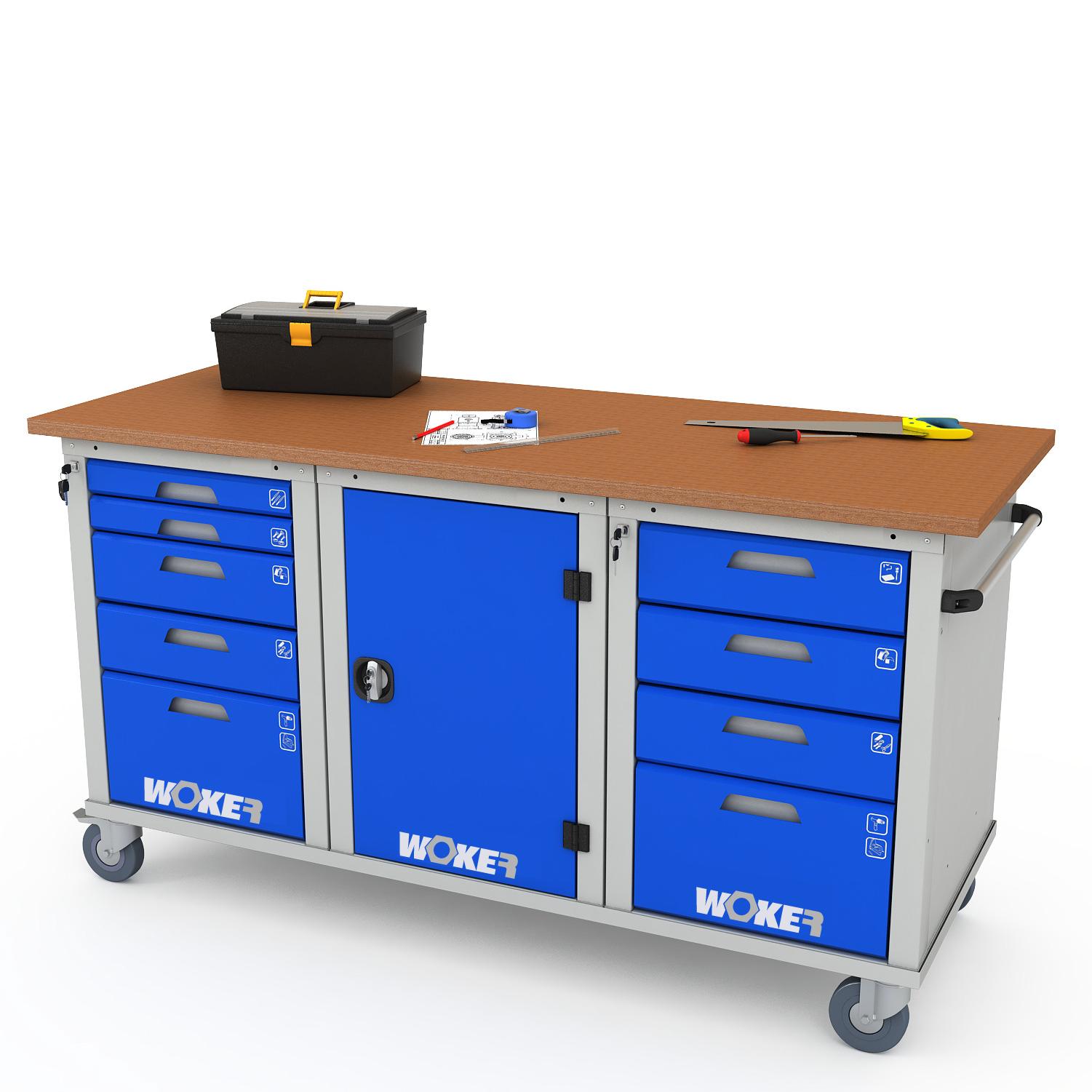 Верстак мобильный трехтумбовый WOKER PRO 3514.1800