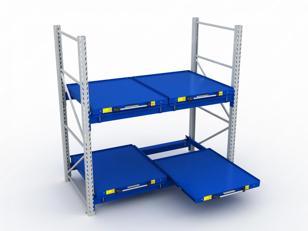 ER-00027256 Стеллаж с выкатными платформами S-HEAVY 500 (2 яруса хранения)