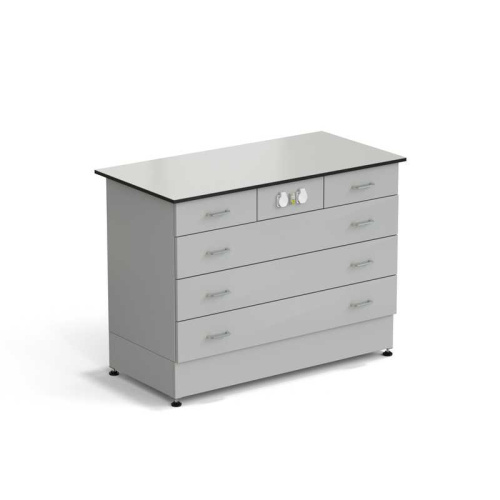 77.0143.10.08-01 Стол-тумба ЭКРОС 1200х600х900 мм 2 ящика + 3 ящика с электрикой, раб. поверхность - LABGRADE